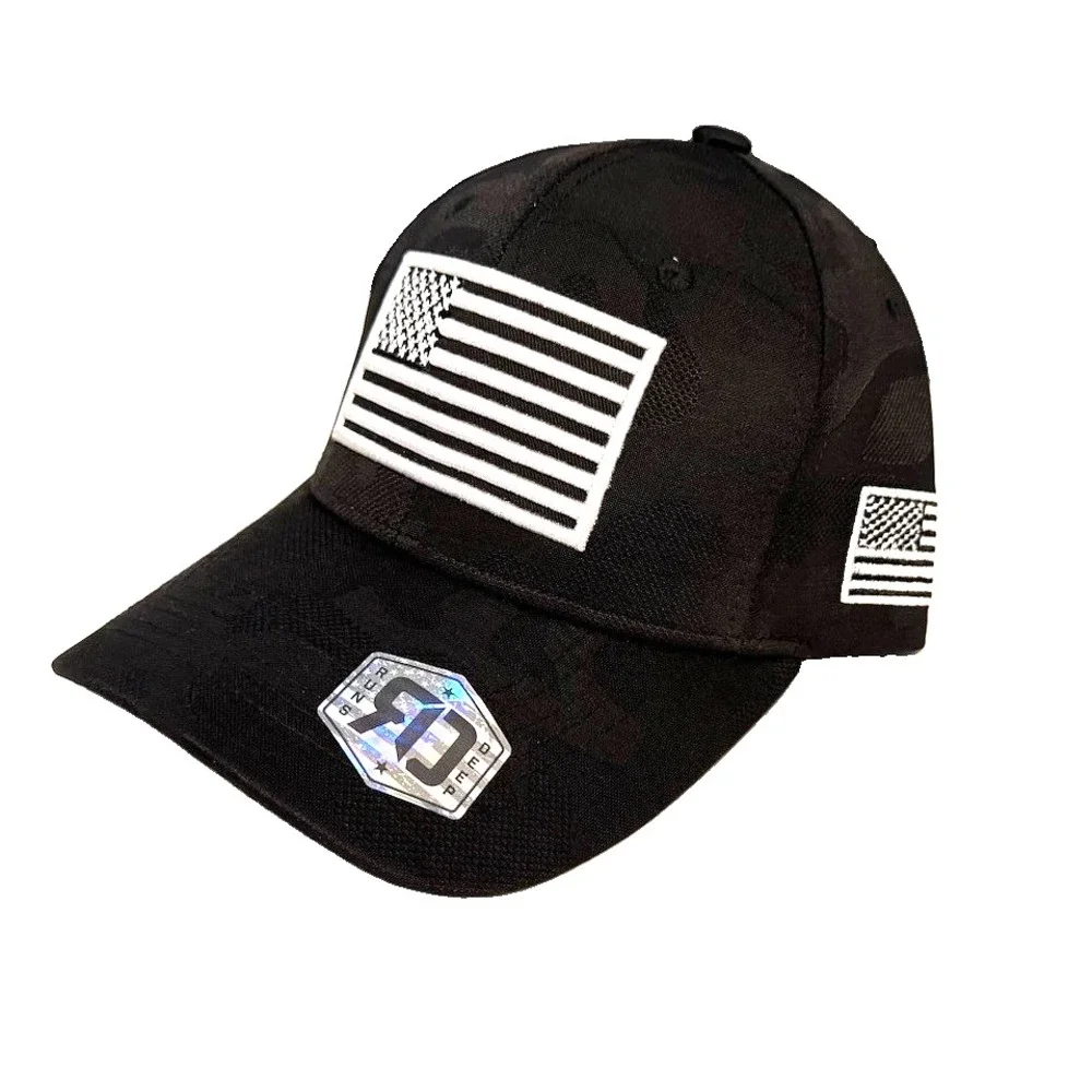 Runs Deep Premium Tactical American Flag Sueded Snapback Cap Hat BLK Subtle Camo
